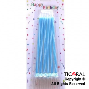 VELA RAYAS CELESTE 13 CM x 6 UNIDADES